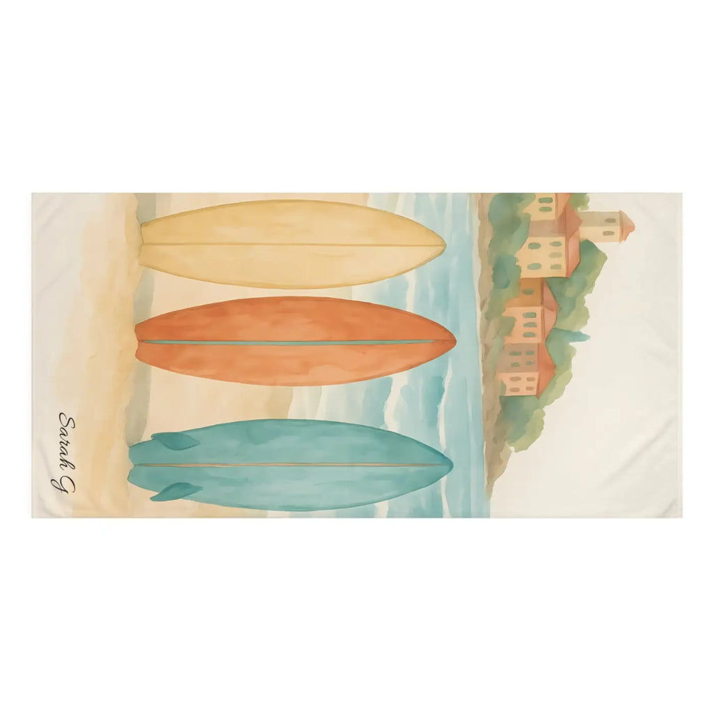 Surfboard Beach Towel – Watercolor Surf Design - Dipaliz
