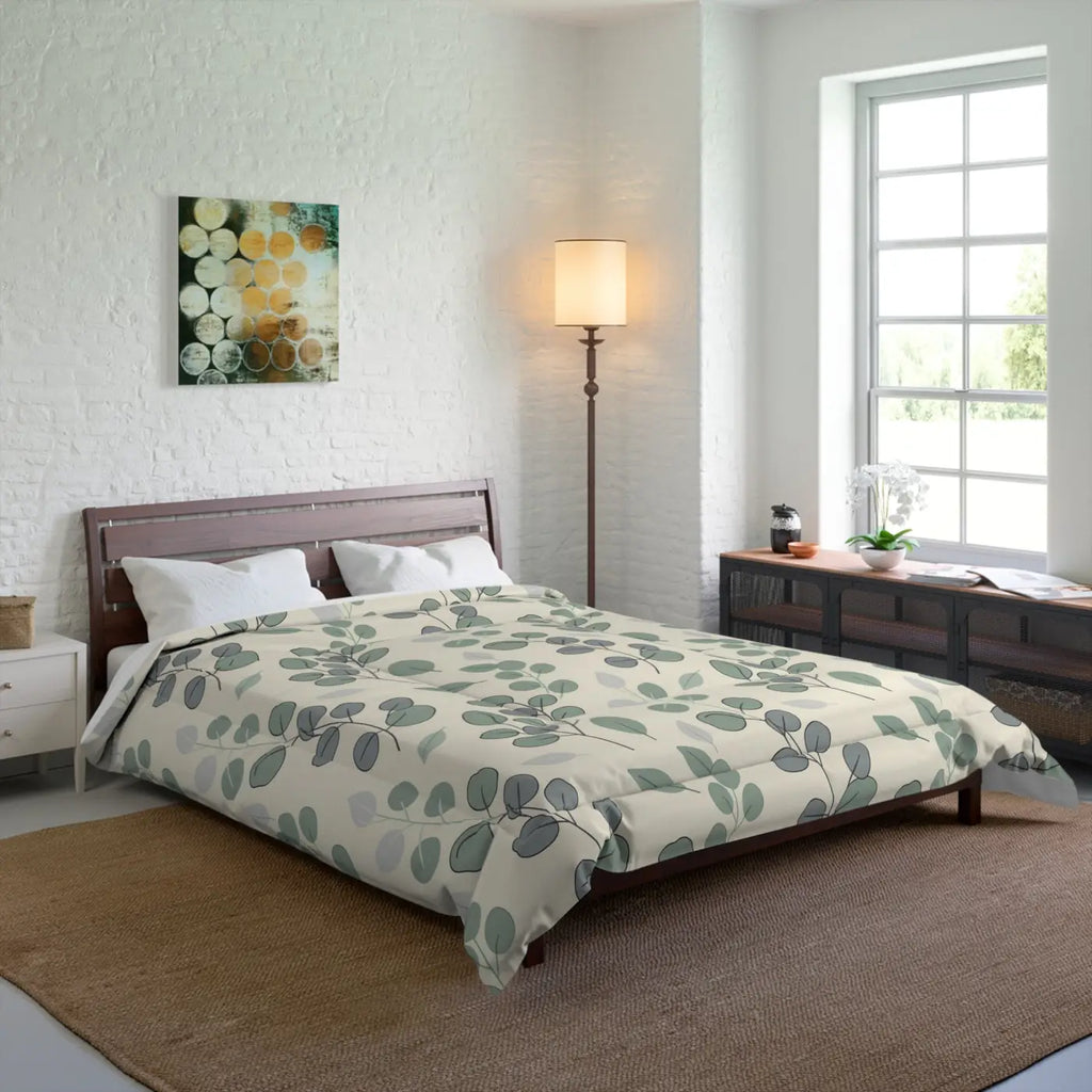 Leaves Botanical Comforter – Eucalyptus Microfiber - Dipaliz