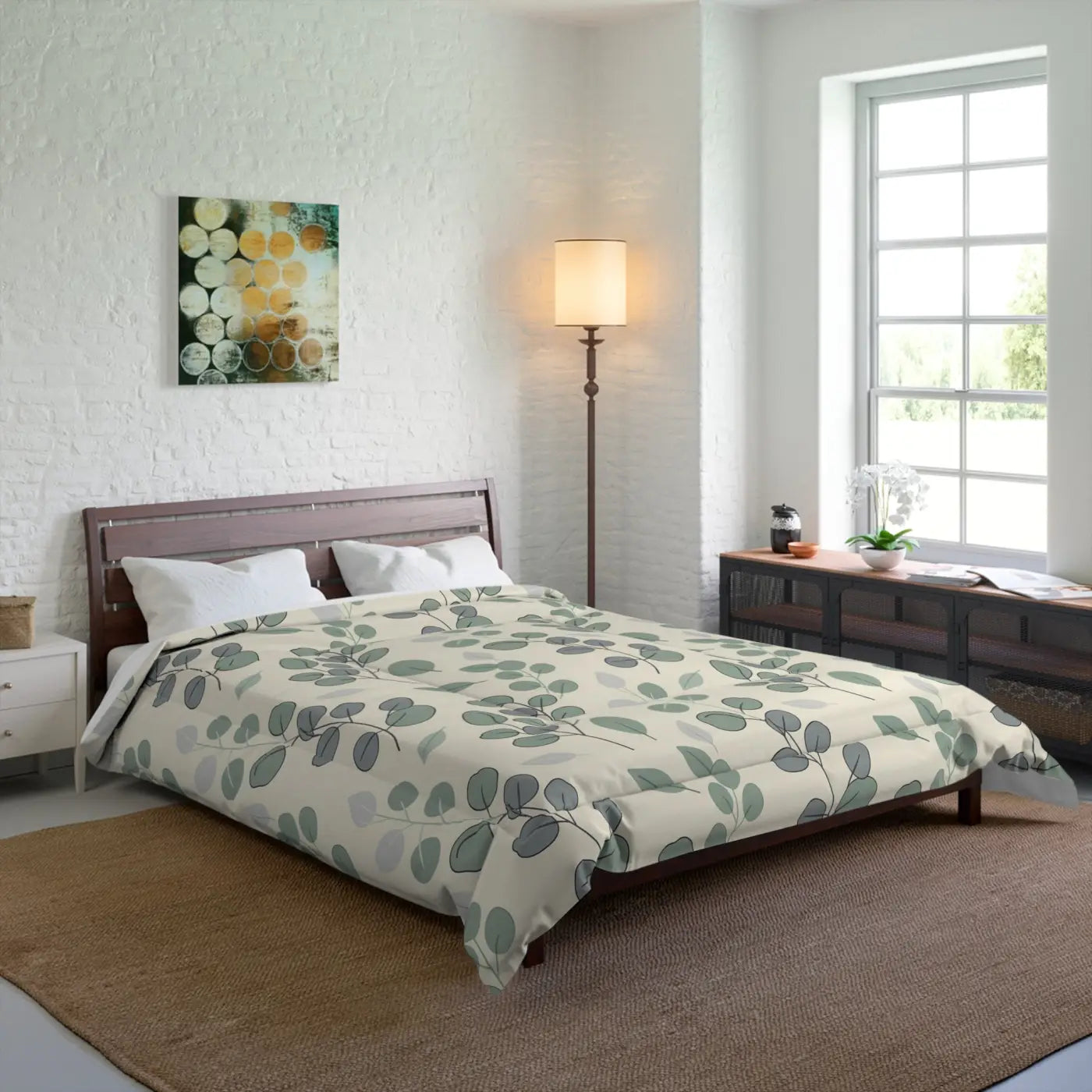 Leaves Botanical Comforter – Eucalyptus Microfiber - Dipaliz