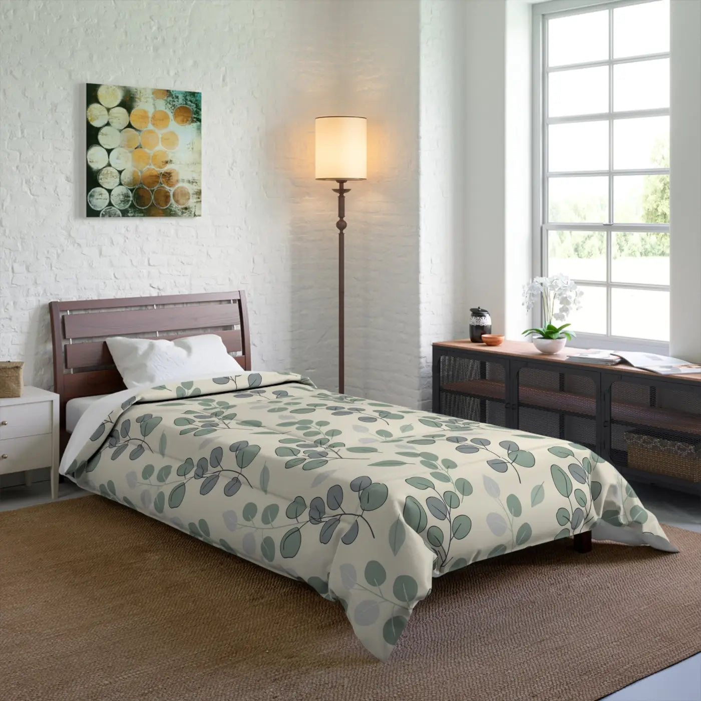Leaves Botanical Comforter – Eucalyptus Microfiber - Dipaliz