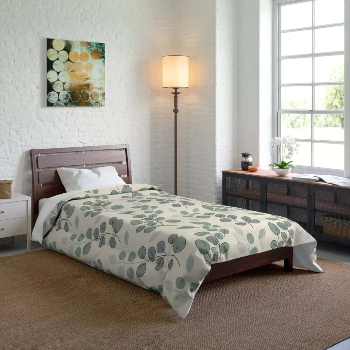 Leaves Botanical Comforter – Eucalyptus Microfiber - Dipaliz