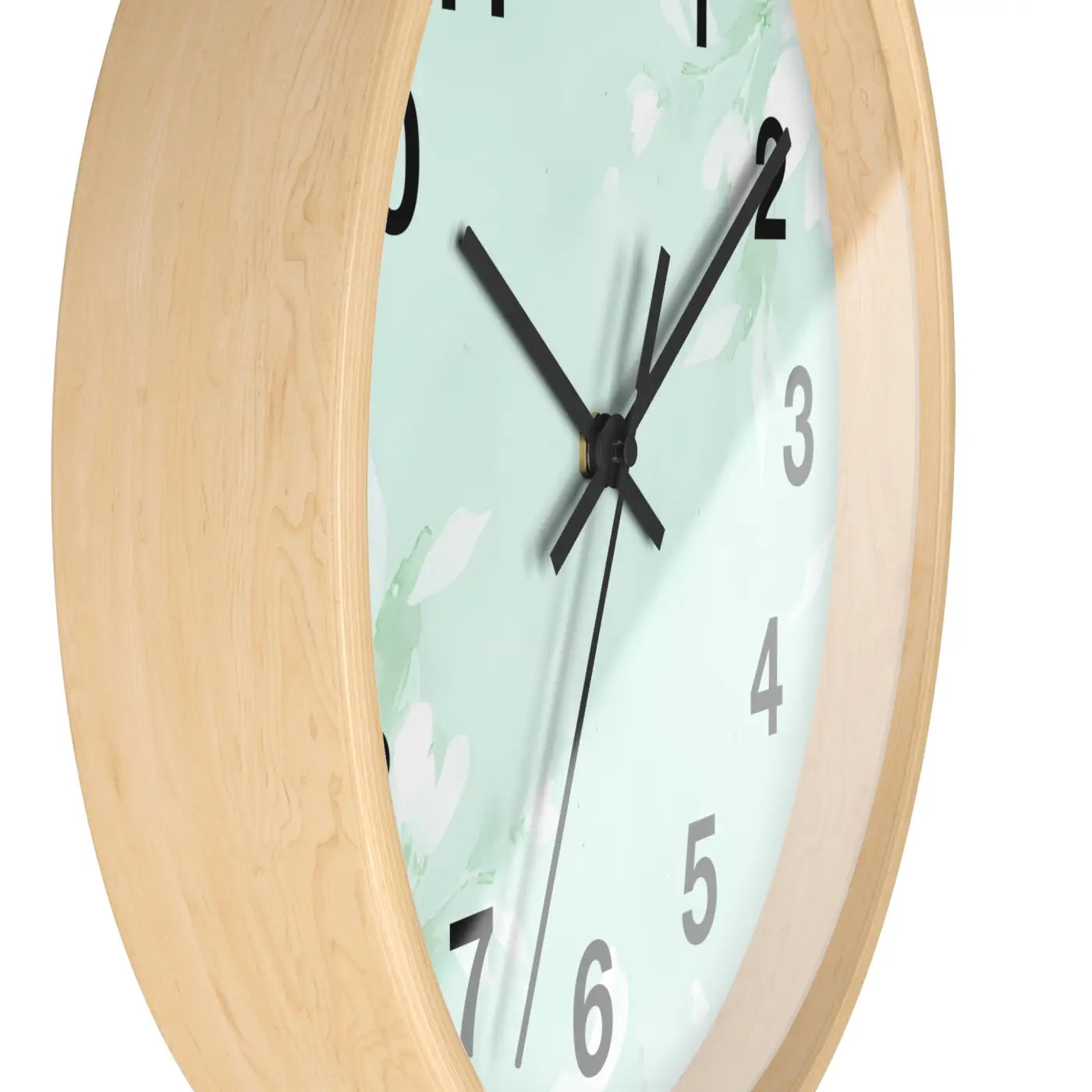Mint Floral Wall Clock Botanical Design 10 Inch Dipaliz
