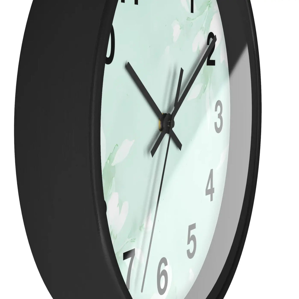 Mint Floral Wall Clock Botanical Design 10 Inch Dipaliz