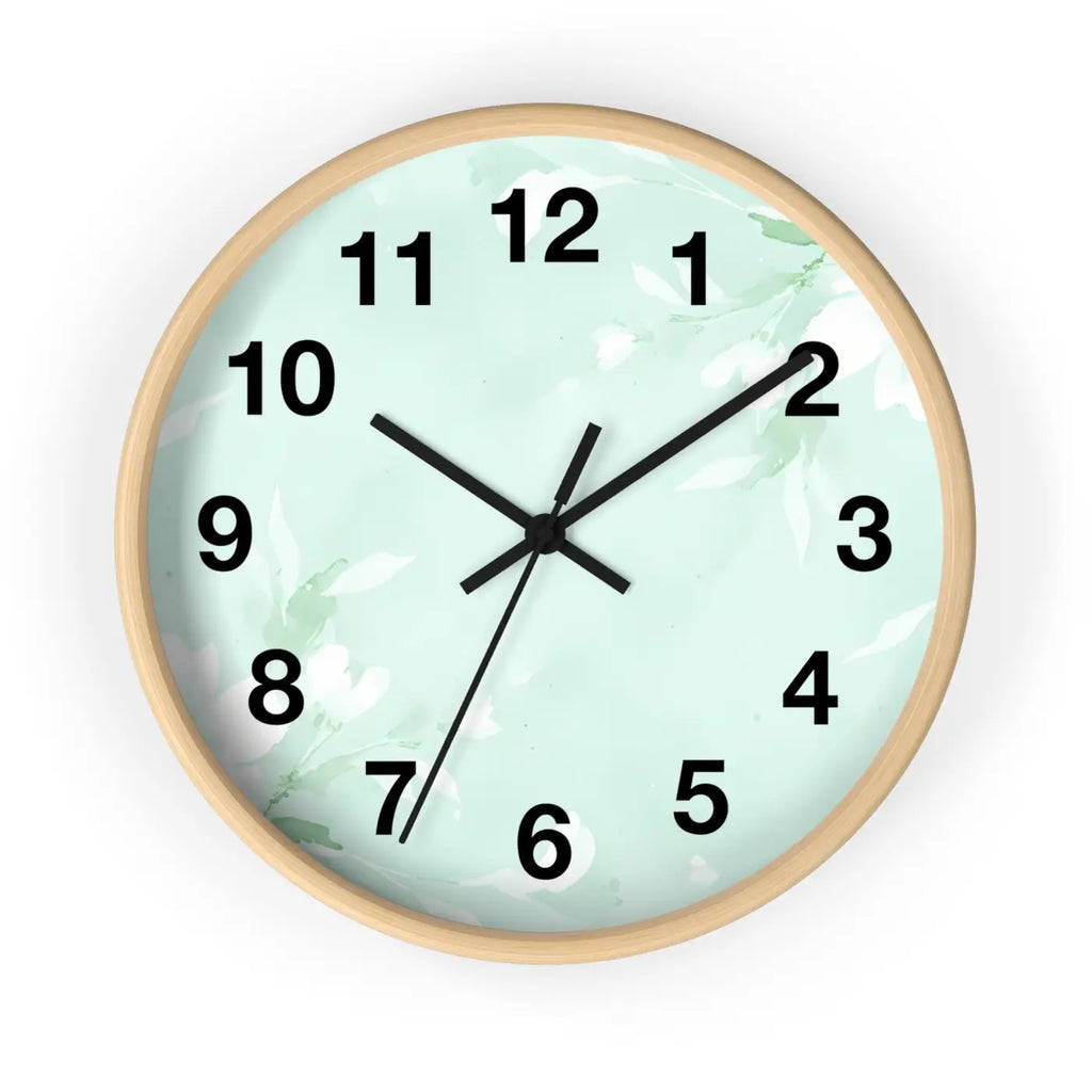 Mint Floral Wall Clock Botanical Design 10 Inch Dipaliz