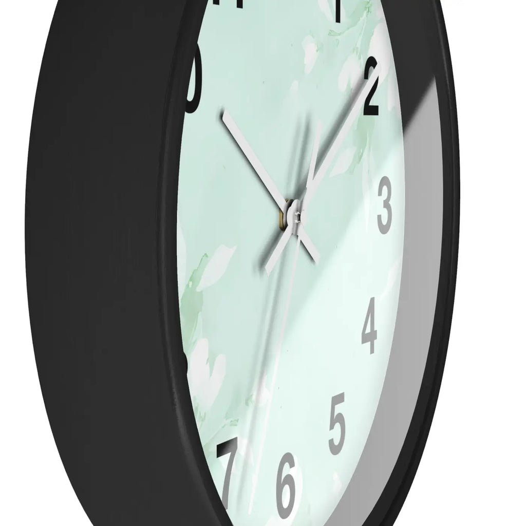 Mint Floral Wall Clock Botanical Design 10 Inch Dipaliz