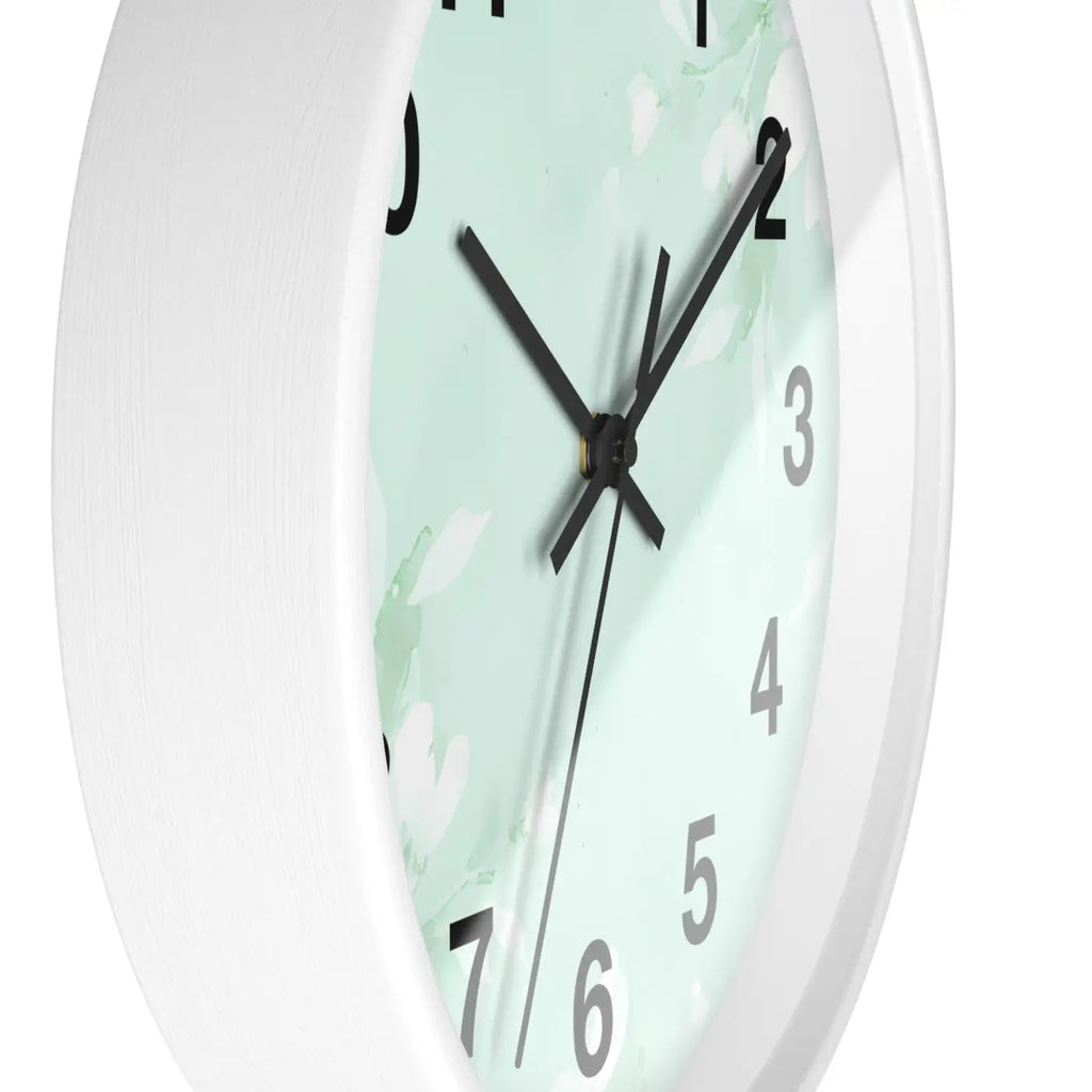 Mint Floral Wall Clock Botanical Design 10 Inch Dipaliz
