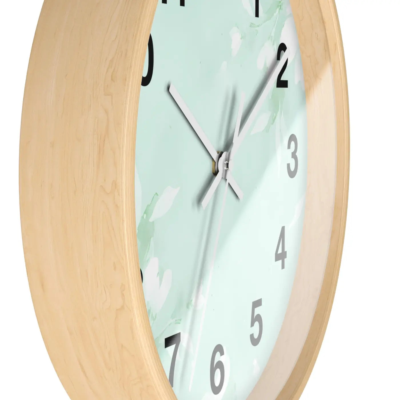 Mint Floral Wall Clock Botanical Design 10 Inch Dipaliz