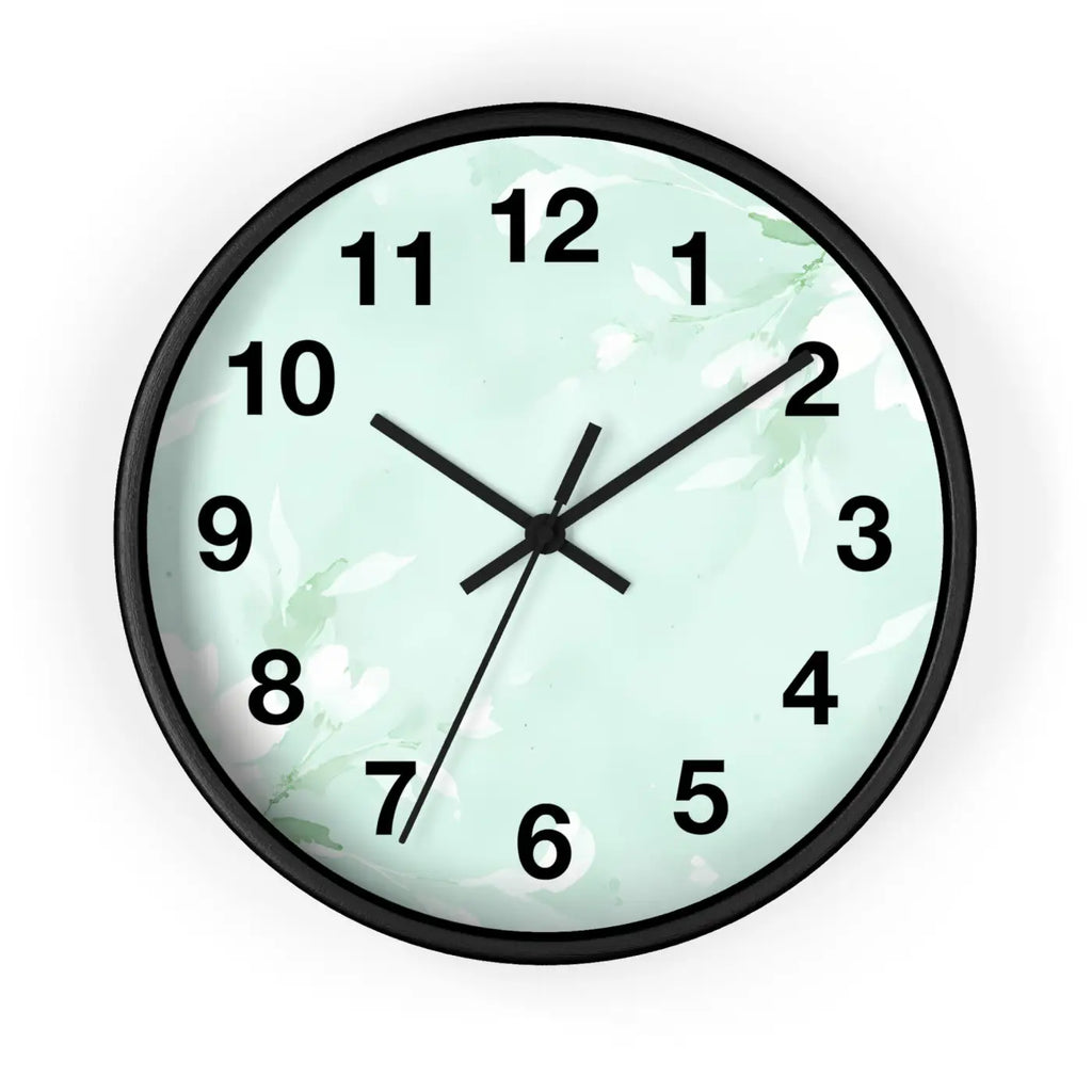 Mint Floral Wall Clock Botanical Design 10 Inch Dipaliz